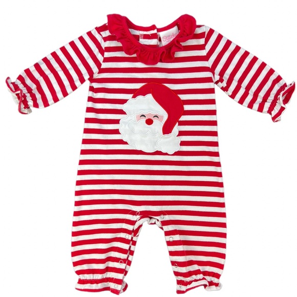 STITCHY FISH Long Sleeve Santa Ruffle Romper- 3M - Picture 1 of 3